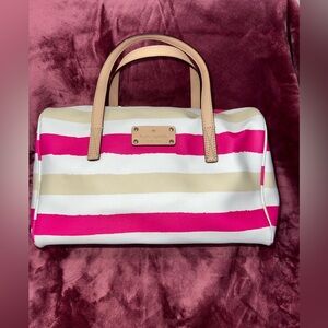 Kate Spade Pink and Beige Striped Bag